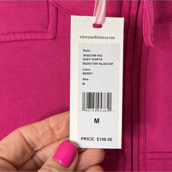 Vineyard Vines Brushed Terry Relaxed Shep Shirt in HTF color Berry, Medium. - Picture 4 of 13